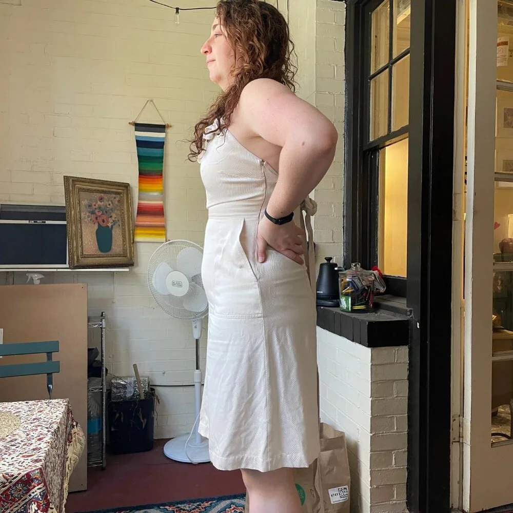 Banana Republic | Ivory Heritage Collection Lined Strappy Grommet Dress 12 NWT - Picture 3 of 7